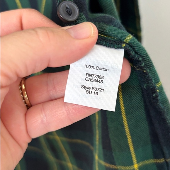 Madewell Dark Green Plaid Shirt with Yellow Stripes - S - Picture 5 of 7